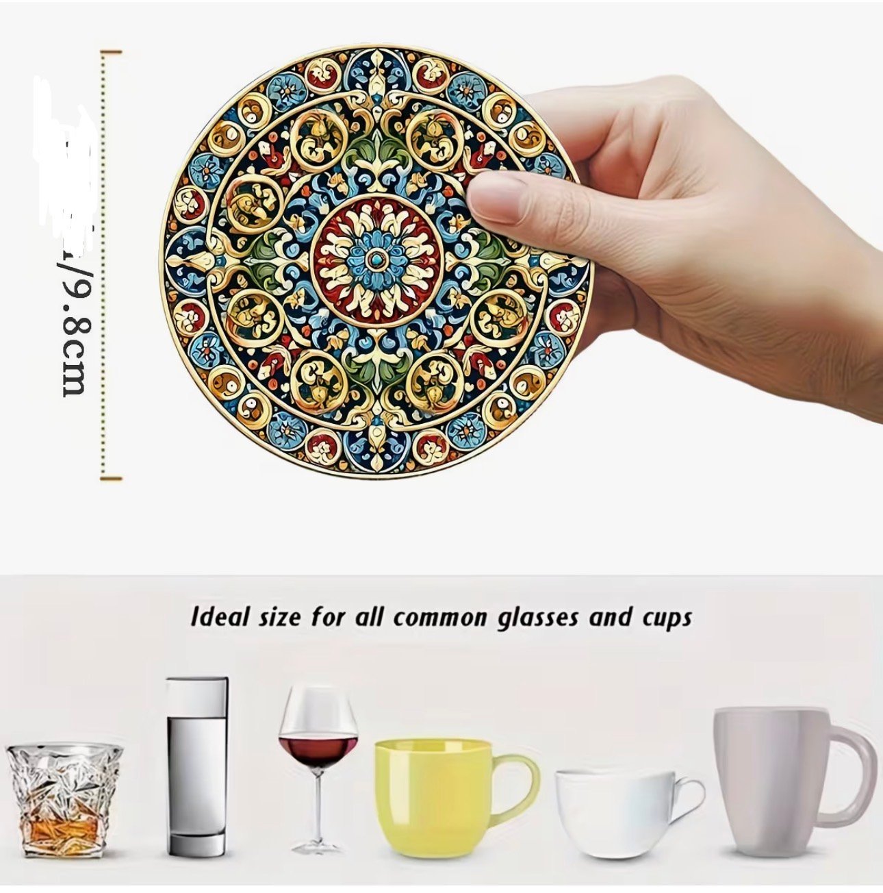 POSAVASOS MADERA MANDALA COLORES AZULADOS Y VERDOSOS - Imagen 3