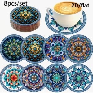POSAVASOS MADERA MANDALA AZUL