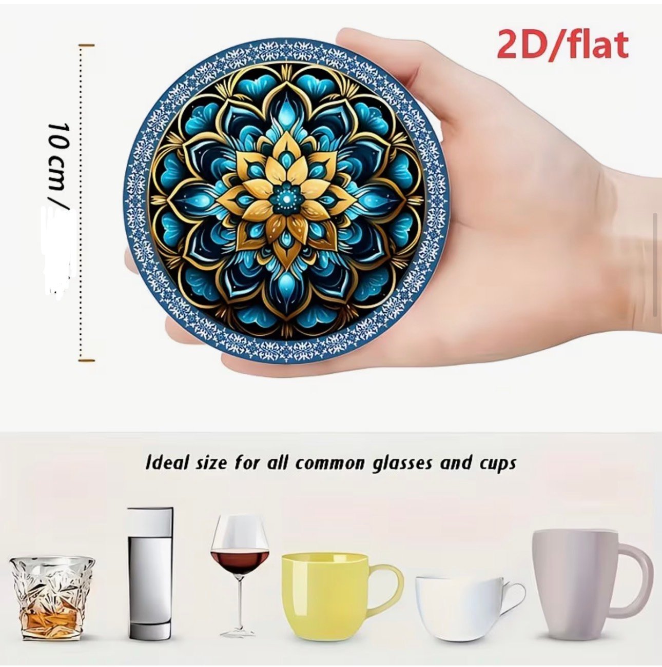 POSAVASOS MADERA MANDALA AZUL - Imagen 3