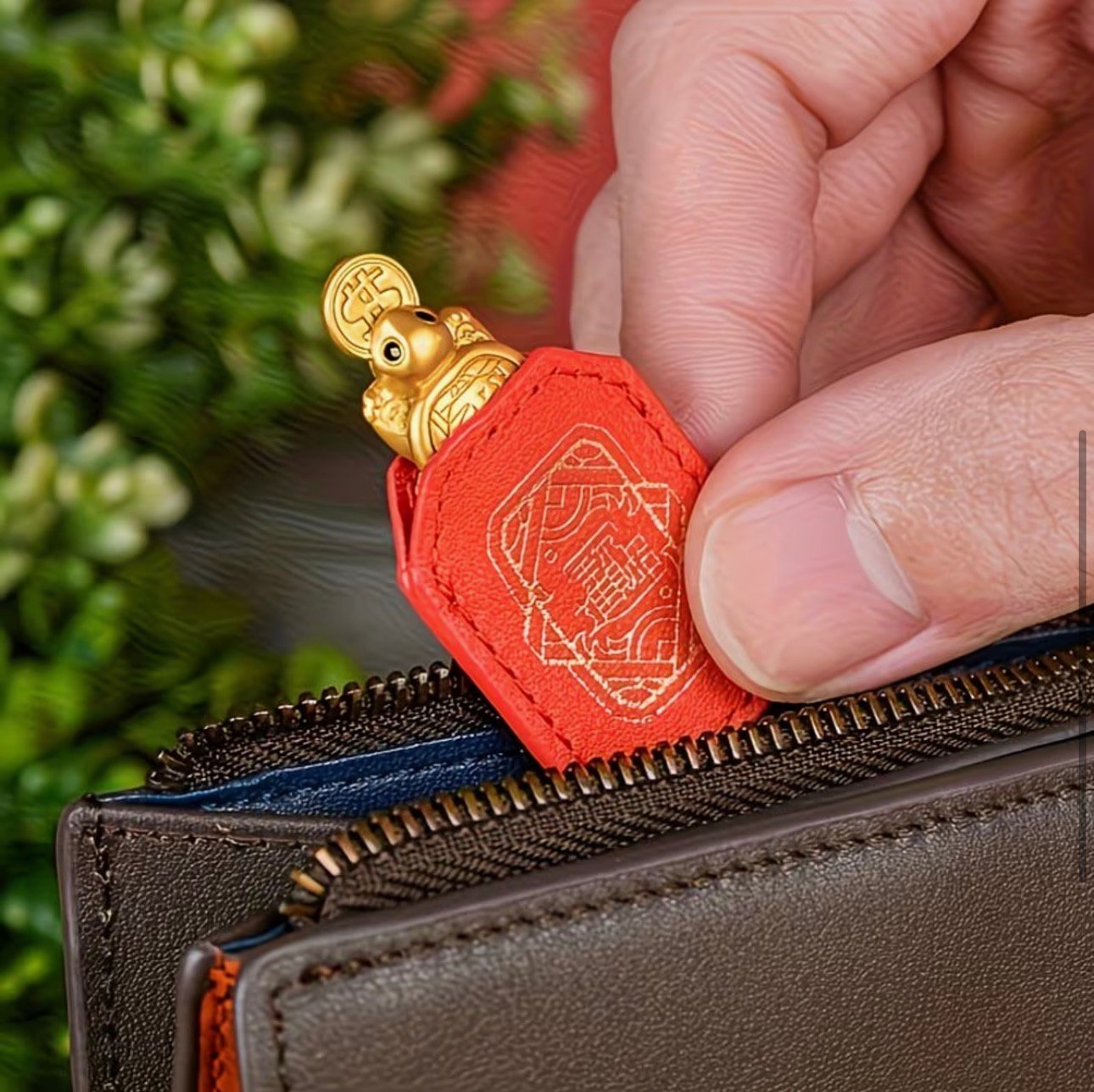 TORTUGA DORADA RIQUEZA CON ESTUCHE Rojo
