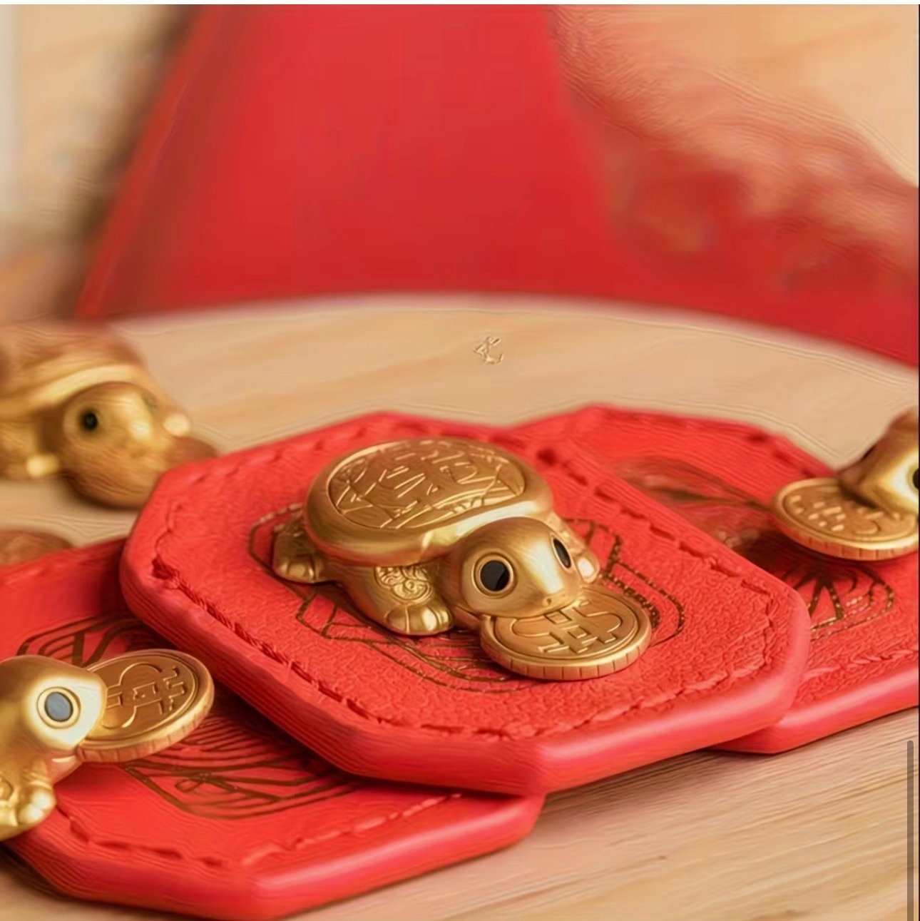 TORTUGA DORADA RIQUEZA CON ESTUCHE Rojo - Imagen 3