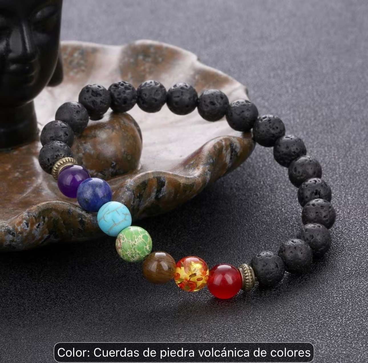 PULSERA 7 CHAKRAS PIEDRAS VOLCANICAS - Imagen 3