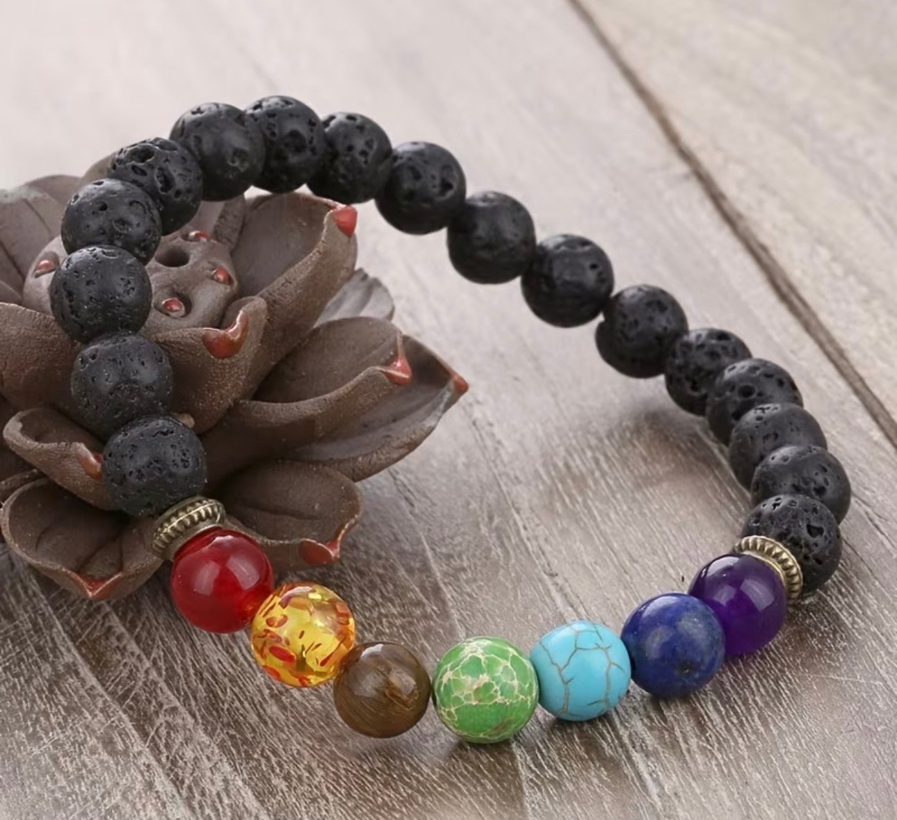 PULSERA 7 CHAKRAS PIEDRAS VOLCANICAS