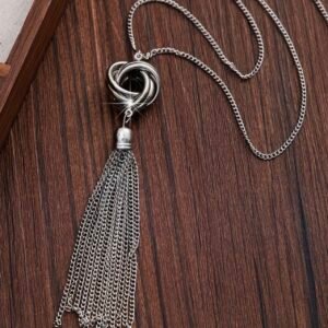 COLLAR LARGO NUDO PLATEADO