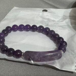 PULSERA AMATISTA CUENTAS REDONDAS Y UNA LARGA