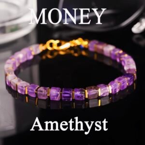 PULSERA CUARZO CUADRADO Y DORADO AMATISTA