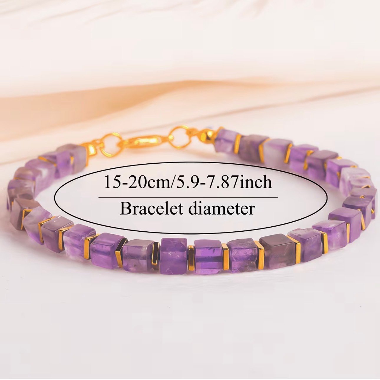 PULSERA CUARZO CUADRADO Y DORADO AMATISTA - Imagen 3
