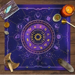 MANTEL PAÑO MORADO ZODIACO 75X75CM