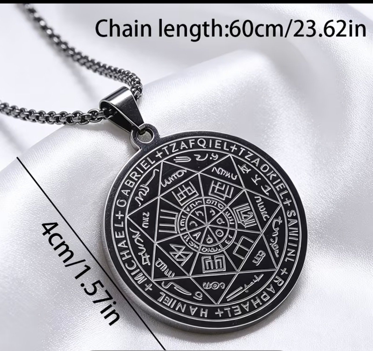 COLLAR SIETE ARCANGELES ACERO NEGRO 60CM-32.5MM - Imagen 2