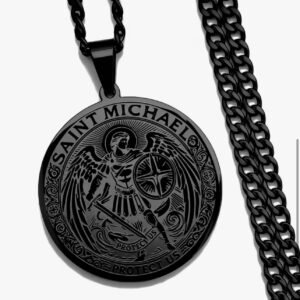 COLLAR ARCANGEL MIGUEL ACERO NEGRO  60CM
