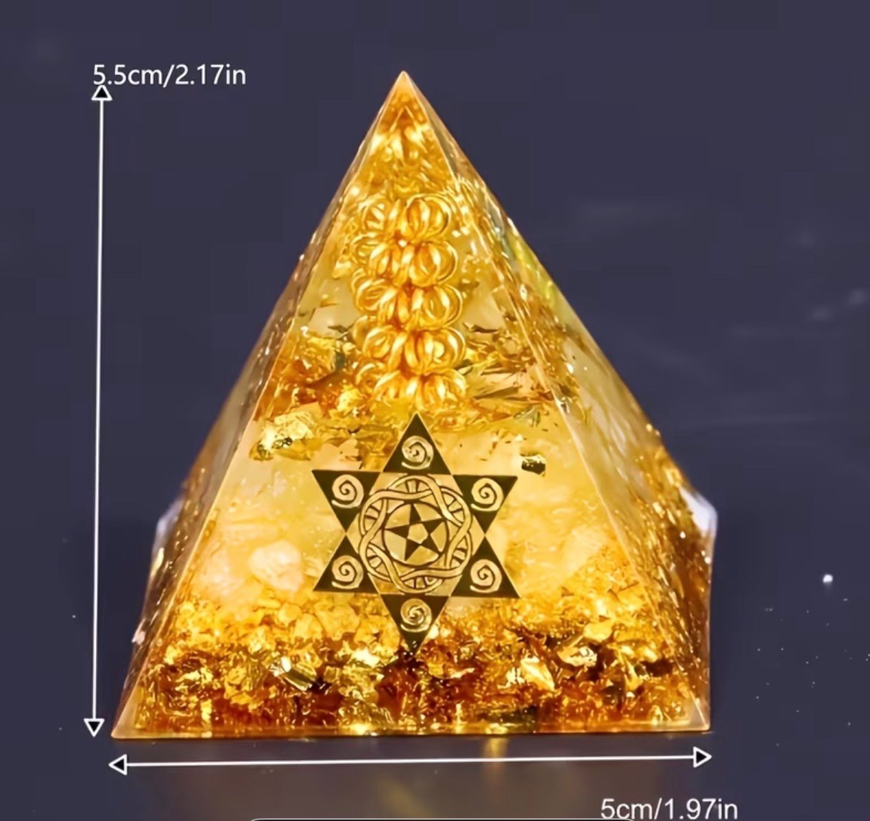 PIRAMIDE ORGONITA DORADA ESTRELLA - Imagen 2