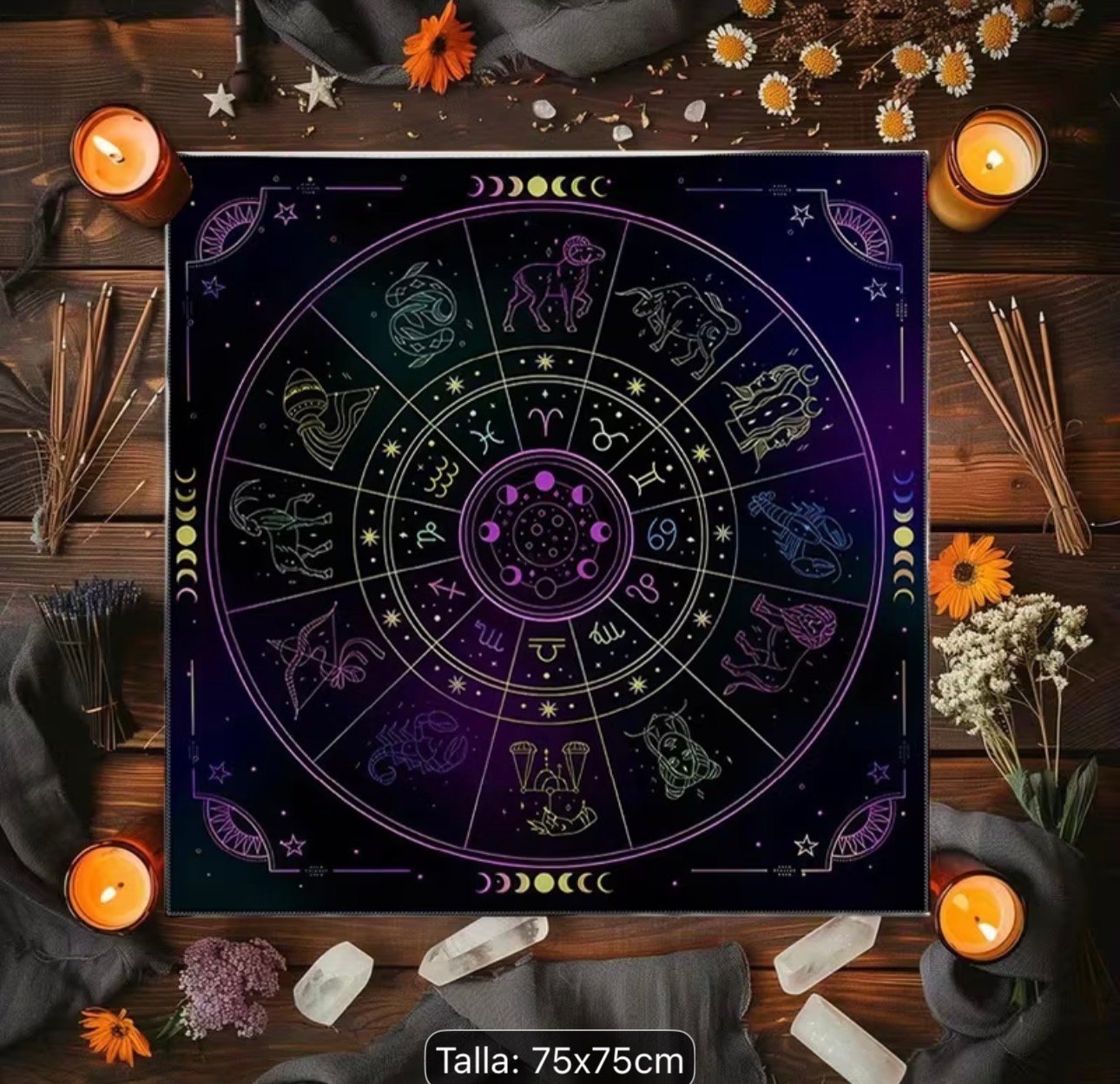 MANTEL PAÑO MORADO ZODIACO 75X75CM - Imagen 2